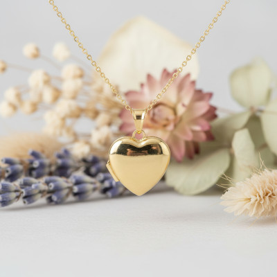 Pendentif Photo Coeur Poli, Or Jaune 375, 22.50x15.50mm - Emanessence