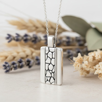 Pendentif Plaque Écailles, Argent - Emanessence