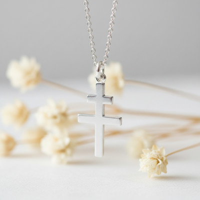 Croix de Lorraine, Or Blanc, 25x16mm - Lucas Lucor