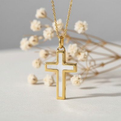 Croix Nacrée, Or Jaune 750 - Vandona