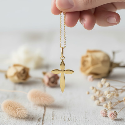 Pendentif Croix, Or Jaune 375, 20mm - Emanessence