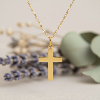 Croix classique, Or jaune, 18x11mm - Emanessence