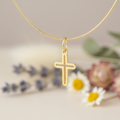Pendentif Croix Ajourée, Or Jaune 375, 12x7,80 mm - Emanessence