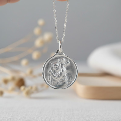 Médaille Saint Christophe, Or blanc 750, 18mm - Augis