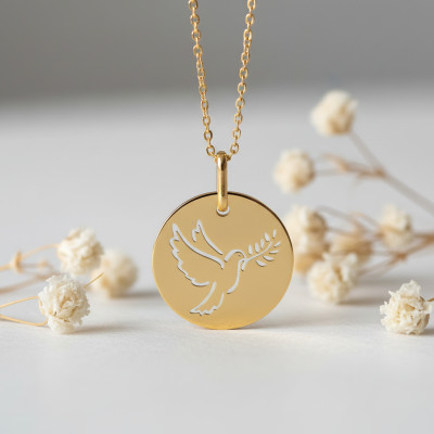 Médaille Colombe Ajourée, Or jaune, 16mm - Lucas Lucor