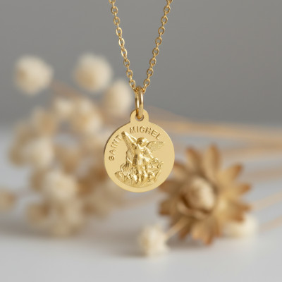 Médaille Saint Michel, Or Jaune 375, 14 ou 16 mm - Vandona