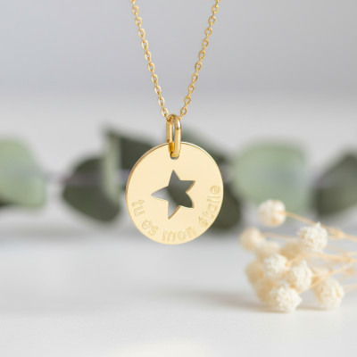 Médaille Mon Etoile, Or jaune, 13mm - Lucas Lucor