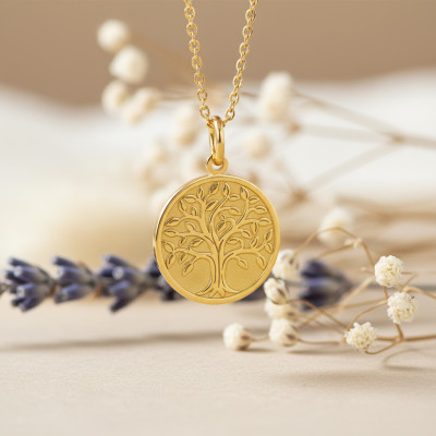 Médaille Ronde Arbre de Vie, Or jaune 750, 17mm - Argyor