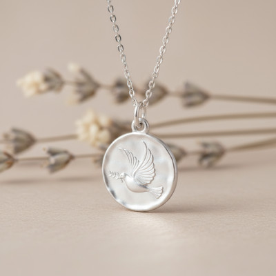 Médaille Colombe Saint Esprit, Argent 925, 18 mm - Emanessence