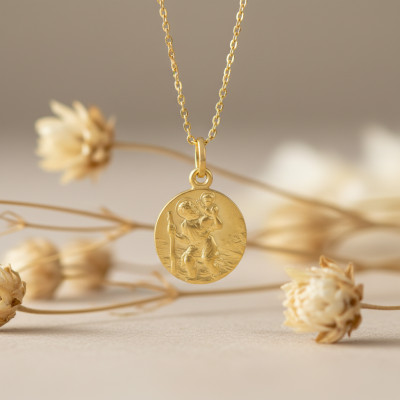 Médaille Saint Christophe, Or Jaune 375, 15 mm - Emanessence
