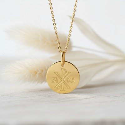 Médaille Chrisme, Or jaune 750, 15mm - Lucas Lucor