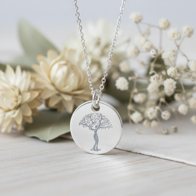Médaille Arbre de Vie silhouette Femme, Argent 925, 19 mm - Lumiosa