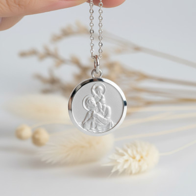 Médaille Ronde Saint Christophe, Argent, 20mm - Emanessence