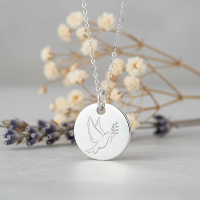Médaille Colombe au rameau, Argent 925, 19 mm - Lumiosa
