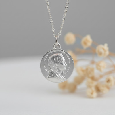 Médaille Vierge auréolée, Argent 925, 16mm - Emanessence