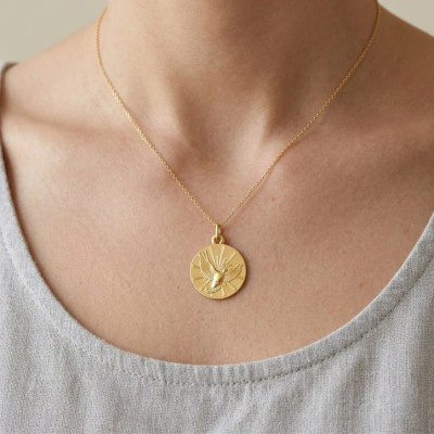 Médaille Saint Esprit, Or jaune 750, 18mm - Argyor