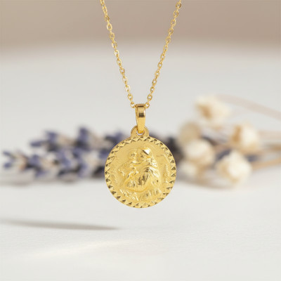Médaille Saint Antoine Bord ciselé, Or jaune 750, 18mm - Lumiosa