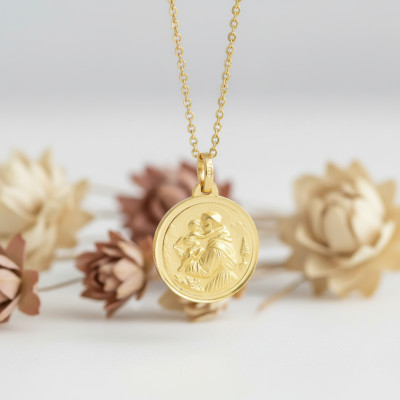Médaille Saint Antoine, Or jaune 750, 16mm - Lumiosa