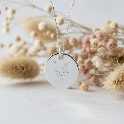Médaille Signe Astrologique Capricorne, Argent 925, 15 mm - Lumiosa