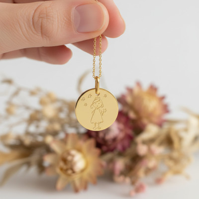 Médaille Fée étoilée, Or jaune 750, 15mm - Lucas Lucor