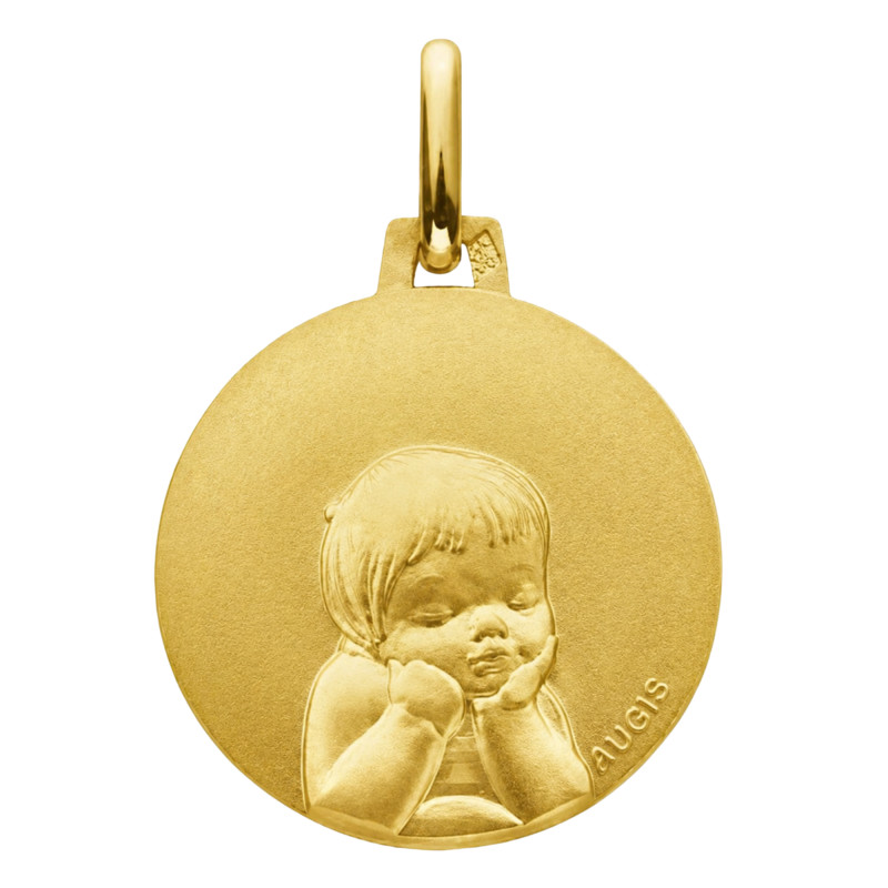 Médaille Chérubin simple, Or Jaune 375, 16 mm - Augis