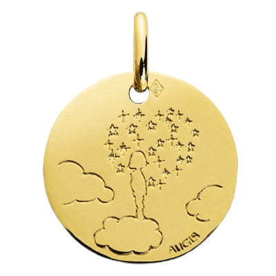 Médaille Enfant tête dans les nuages, Or Jaune 375, 16 mm - Augis