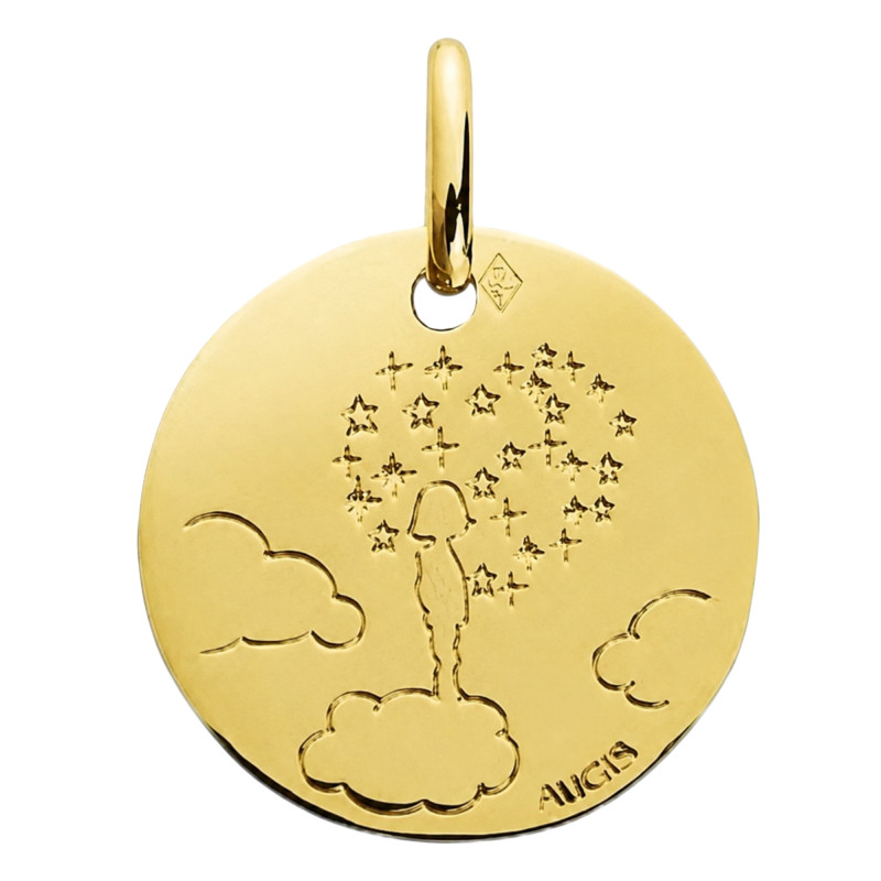 Médaille Enfant tête dans les nuages, Or Jaune 375, 16 mm - Augis