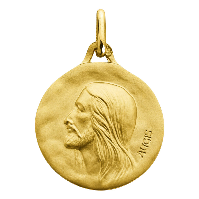 Médaille Christ de profil, Or Jaune 375, 18 mm - Augis