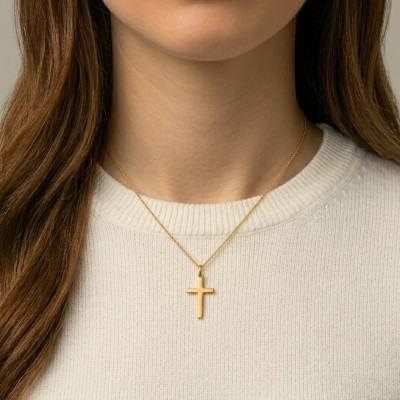 Croix Fil Carré, Or Jaune 375, 16x11 mm - Augis
