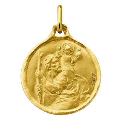 Médaille Saint Christophe Géant de Canaan, Or Jaune 375, 18 mm - Augis