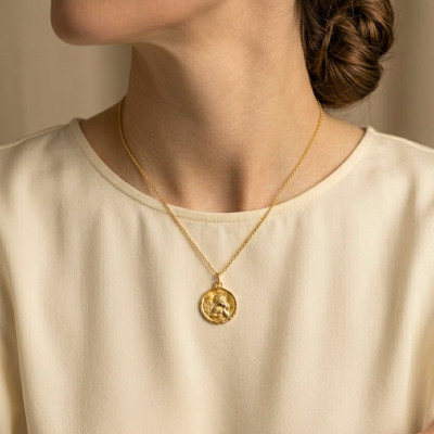 Médaille Ange Raphaël divin, Or Jaune 375, 16 mm - Augis