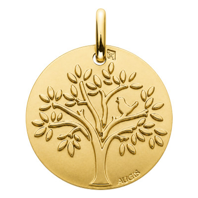 Médaille Arbre de Vie Oiseau, Or Jaune 375, 18 mm - Augis