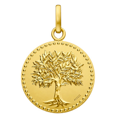 Médaille Satinée Arbre de Vie, Or Jaune 375, 18 mm - Augis