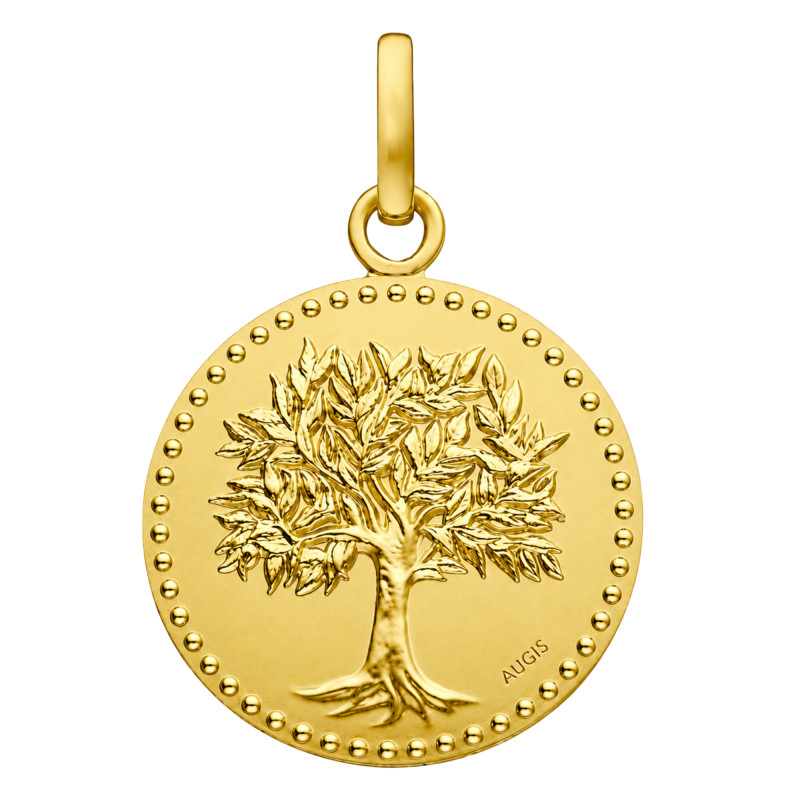 Médaille Satinée Arbre de Vie, Or Jaune 375, 18 mm - Augis