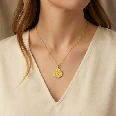 Médaille Ange Gardien, Or Jaune 375, 18 mm - Augis