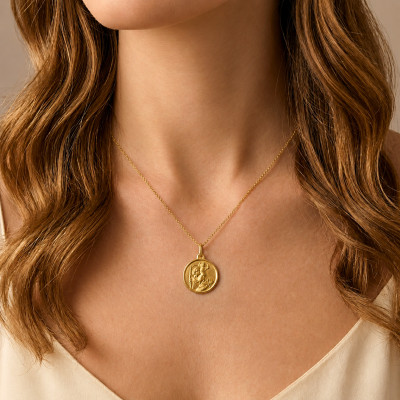 Médaille Saint Christophe Géant de Canaan, Or Jaune 375, 18 mm - Augis