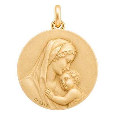Médaille Ronde Vierge Maternité, Or Jaune 750, 15 mm à 25 mm - Becker