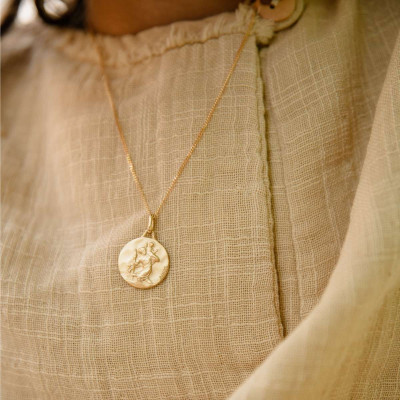 Médaille Saint Christophe satinée, Or Jaune 375, 16 mm - Augis
