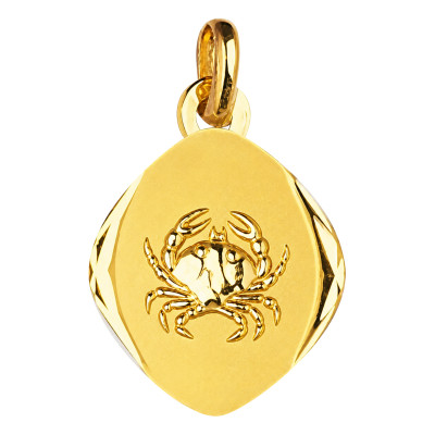 Médaille Zodiaque Facettée Cancer, Or Jaune 750 - Emanessence