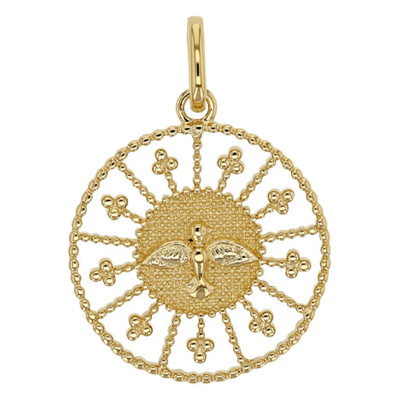 Médaille Colombe ajourée, Plaqué or, 17mm - Lumiosa