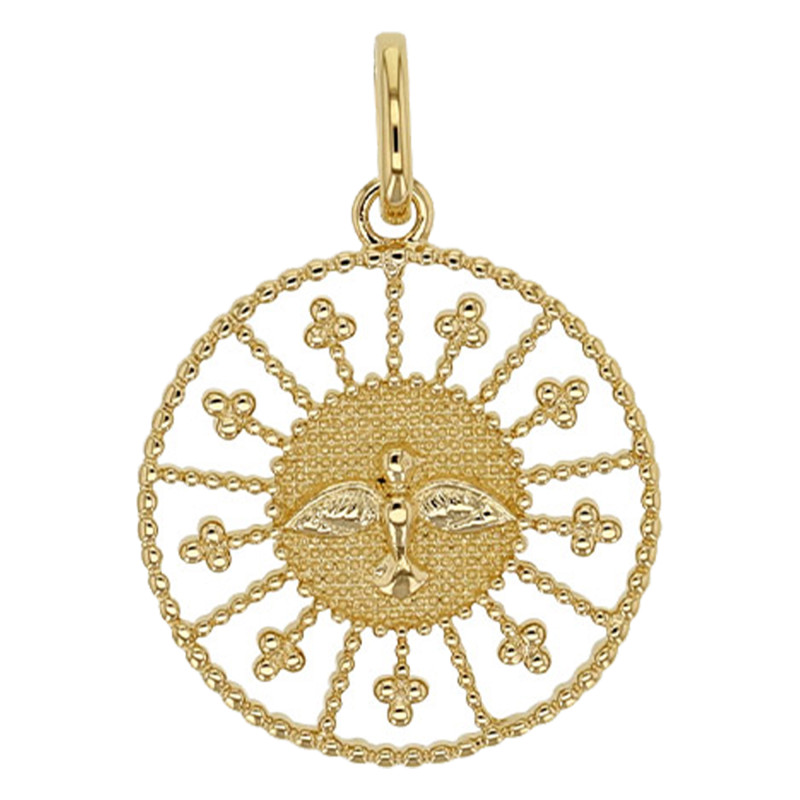 Médaille Colombe ajourée, Plaqué or, 17mm - Lumiosa