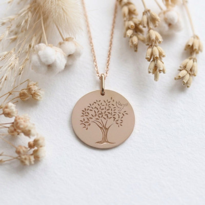 Médaille Colombe arbre de vie, Or Jaune 375, 16mm - Lucas Lucor
