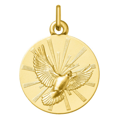 Médaille Colombe Saint Esprit, Or Jaune 375, 16mm - Lumiosa