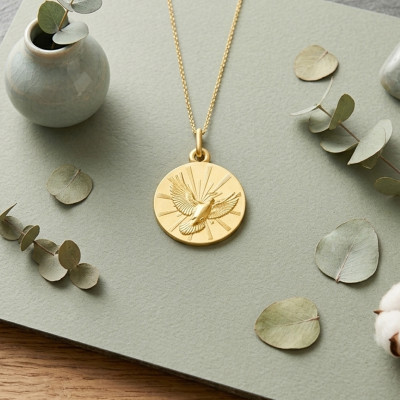 Médaille Colombe Saint Esprit, Or Jaune 375, 16mm - Lumiosa