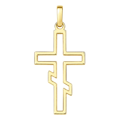 Pendentif Croix Orthodoxe Ajourée, Or Jaune, 22 mm - Lumiosa
