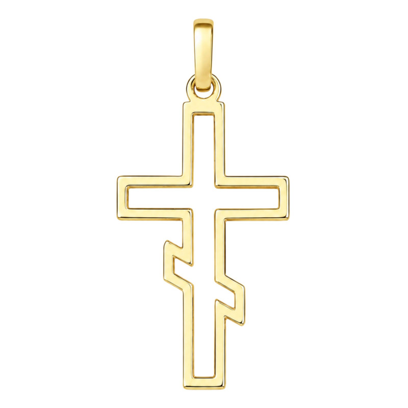 Pendentif Croix Orthodoxe Ajourée, Or Jaune, 22 mm - Lumiosa