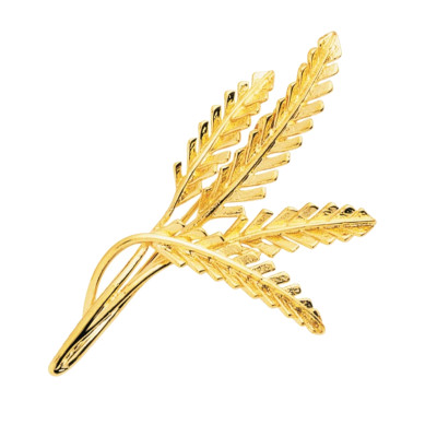 Broche épi de blé, Plaqué or, 60mm - Emanessence