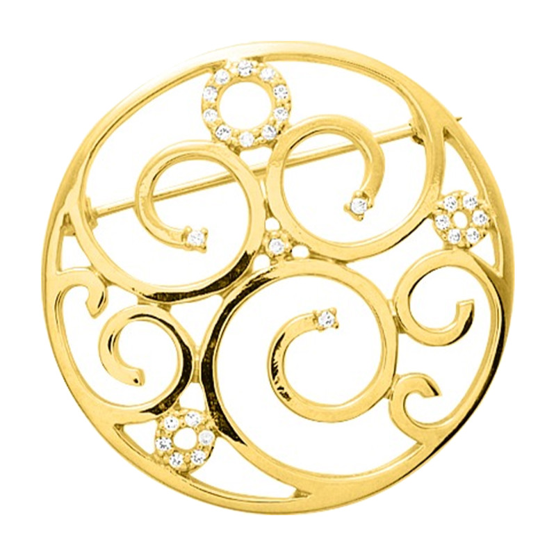 Broche Arabesque ajourée, Plaqué or & Oxydes - Emanessence