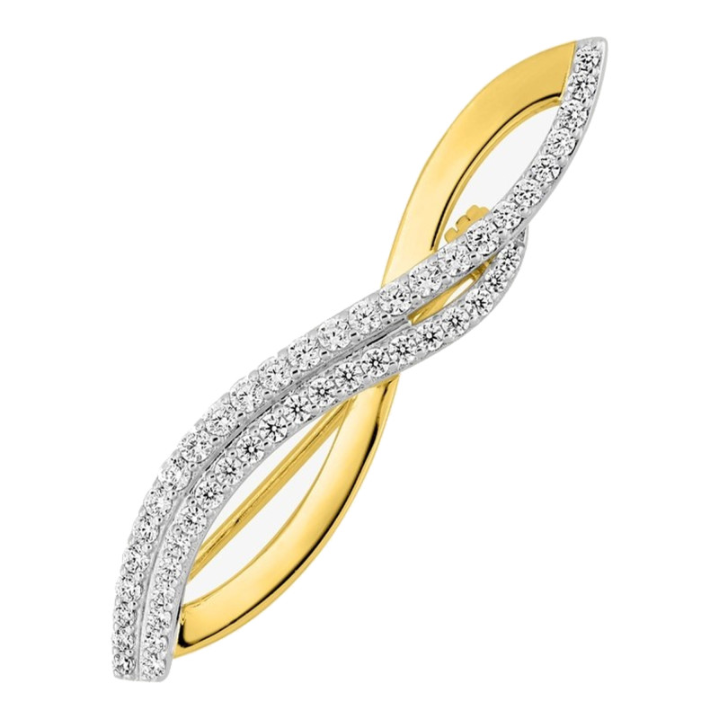 Broche Infini, Plaqué or & rhodium, Oxydes, 48mm - Emanessence