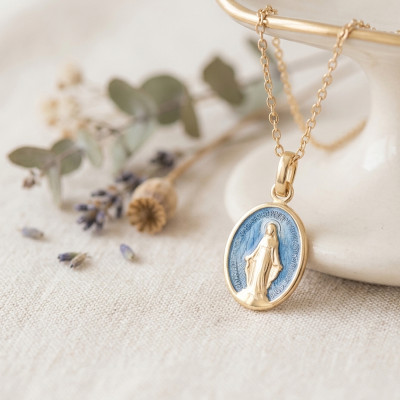 Médaille Vierge Miraculeuse, Or Jaune 750, 10x7mm - Emanessence